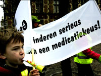 Kinderen met ADHD protesteerden in 2006 omdat ze een betere vergoeding wilden voor hun medicijnen