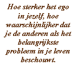 Hoe sterker het ego in jezelf, hoe waarschijnlijker dat je de anderen als het belangrijkste probleem in je leven beschouwt.